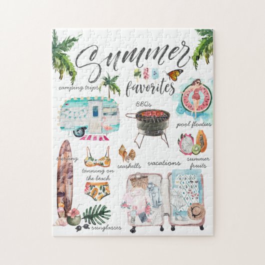 Trendy Summer Favorieten | Illustratie Waterverf Legpuzzel (Verticaal)