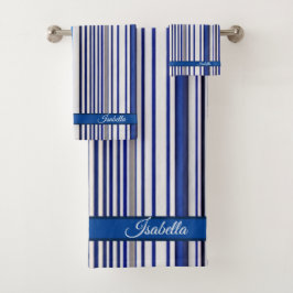 Trendy Summer Navy Blue Boat Stripes Collectie Bad Handdoek