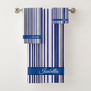 Trendy Summer Navy Blue Boat Stripes Collectie Bad Handdoek