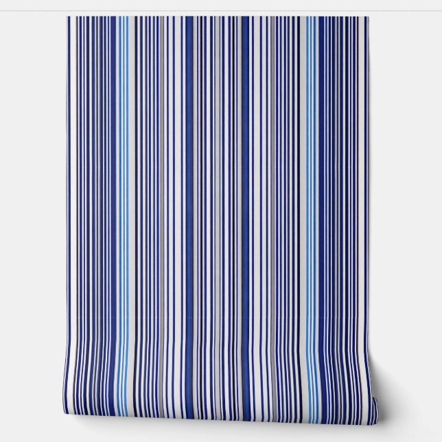 Trendy Summer Navy Blue Boat Stripes Collectie Behang (Afrollen)