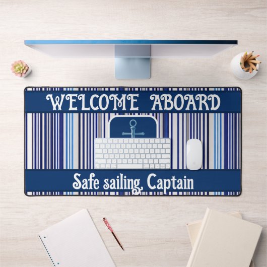 Trendy Summer Navy Blue Boat Stripes Collectie Bureaumat (Kantoor 1)