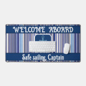 Trendy Summer Navy Blue Boat Stripes Collectie Bureaumat (Keyboard & Muis)