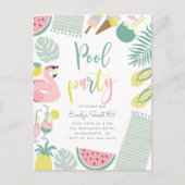 Trendy Summer Pool Party Script Sweet 16 Birthday Uitnodiging Briefkaart (Voorkant)