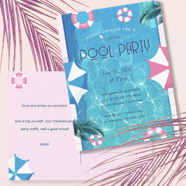 Trendy Summer Pool Party Uitnodiging