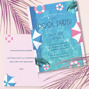 Trendy Summer Pool Party Uitnodiging