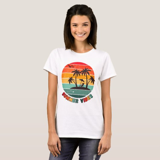 Trendy "Summer Vibes" T-shirt (Voorkant volledig)