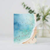 Trendy Summer Watercolor Ocean Beach Wave   Briefkaart (Staand voorkant)