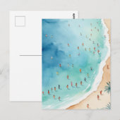 Trendy Summer Watercolor Ocean Beach Wave   Briefkaart (Voorkant / Achterkant)