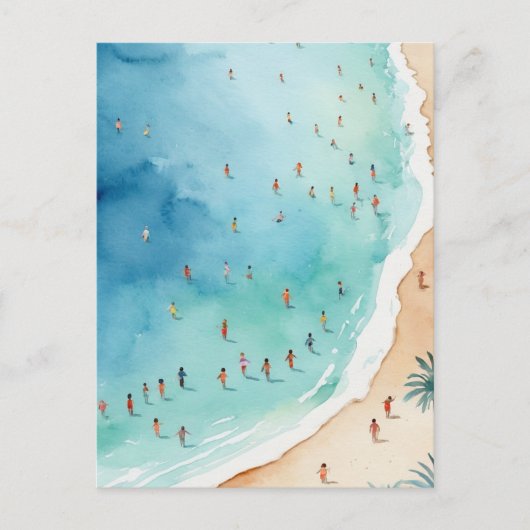 Trendy Summer Watercolor Ocean Beach Wave   Briefkaart (Voorkant)