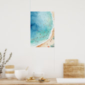 Trendy Summer Watercolor Ocean Beach Wave Poster (Keuken)