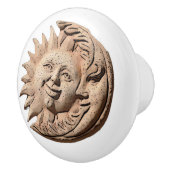 Trendy Sun en Moon Terracotta Faces | Keramische Knop (Rechts)