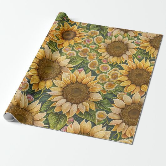 Trendy Sunflower Beauful Collectie Cadeaupapier (Uitgerold)