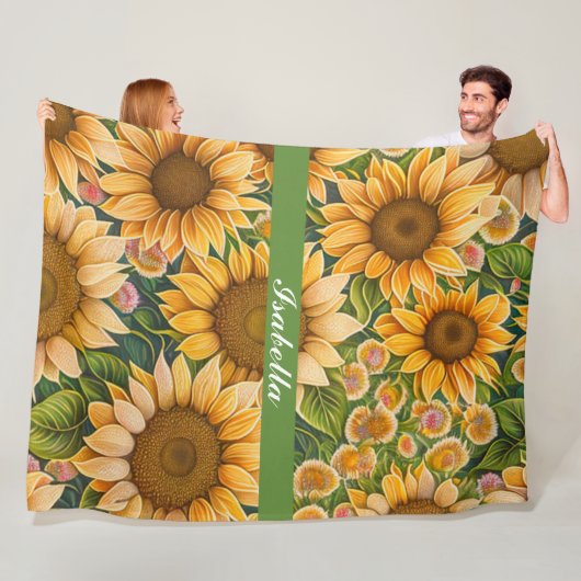 Trendy Sunflower Beauful Collectie Fleece Deken (In situ)
