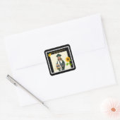 Trendy Sunflower Modern Text Afstuderen Foto Vierkante Sticker (Envelop)
