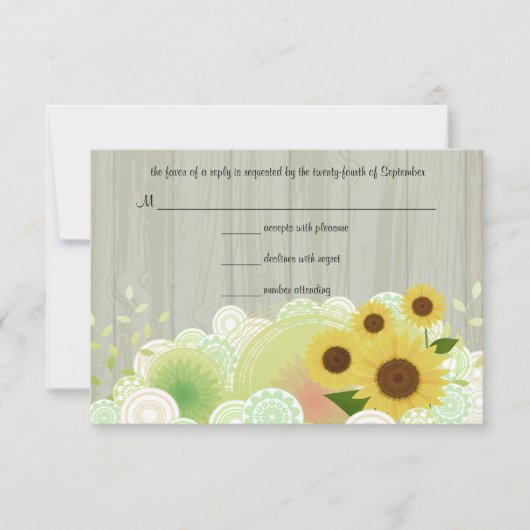 Trendy Sunflower RSVP-reactiekaart RSVP Kaartje (Voorkant)