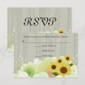 Trendy Sunflower RSVP-reactiekaart RSVP Kaartje (Voorkant / Achterkant)