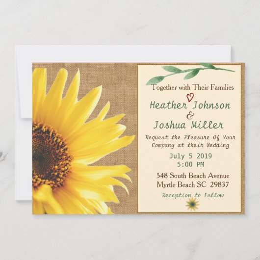 Trendy Sunflower Wedding Invitation Kaart (Voorkant)