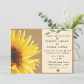Trendy Sunflower Wedding Invitation Kaart (Staand voorkant)