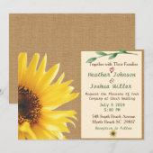 Trendy Sunflower Wedding Invitation Kaart (Voorkant / Achterkant)