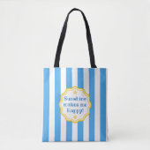 Trendy Sunshine Blue & White Wide Stripe Tote Bag (Voorkant)