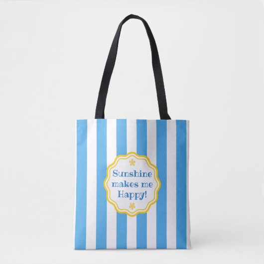 Trendy Sunshine Blue & White Wide Stripe Tote Bag (Voorkant)