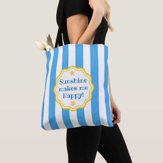 Trendy Sunshine Blue & White Wide Stripe Tote Bag (Dichtbij)