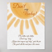 Trendy Sunshine Ray Zeg geen Baby shower Game Poster (Voorkant)