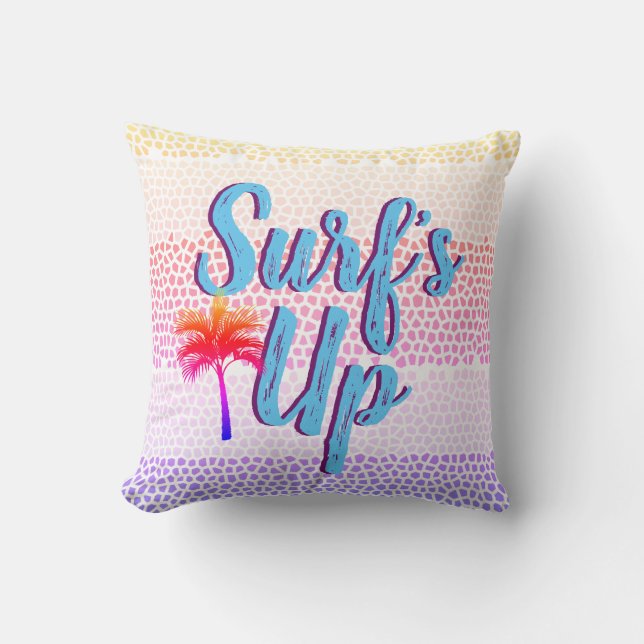 Trendy Surf Up Sunset Palm Tree Kussen (Voorkant)