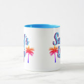 Trendy Surf Up Sunset Palm Trees Mok (Midden)