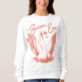 Trendy Swan Era Koraal Print Trui