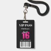 Trendy Sweet 16 Bus Toegang Barcode Uitnodiging VI Badge (Voorzijde met lanyard)