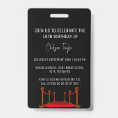 Trendy Sweet 16 Bus Toegang Barcode Uitnodiging VI Badge (Achterkant)