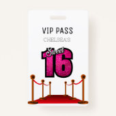Trendy Sweet 16 Bus Venue Access Invitation VIP Badge (Voorkant)