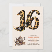 Trendy Sweet 16 Leopard Print Tea Party Kaart (Voorkant)