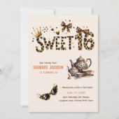 Trendy Sweet 16 Leopard Print Tea Party Kaart (Voorkant)