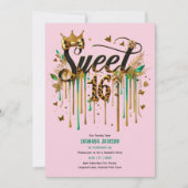 Trendy Sweet 16 Luipaardprint Groene Roze Goud  Kaart (Voorkant)