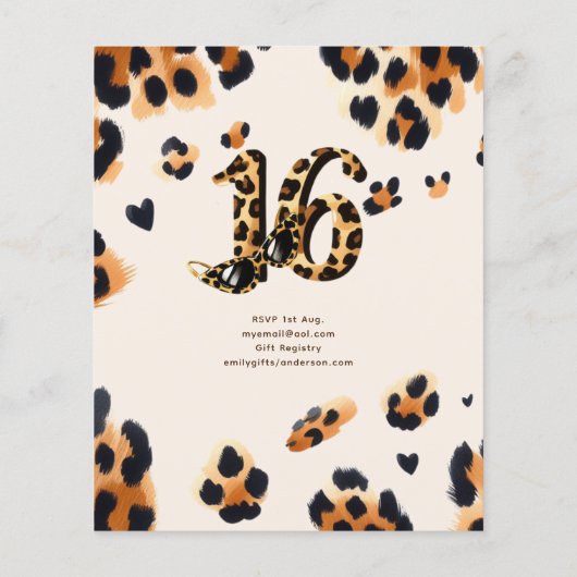 Trendy Sweet 16 Luipaardprint Safari  (Achterkant)