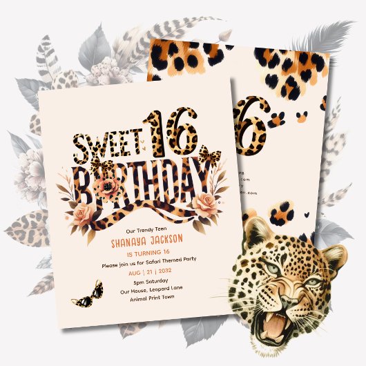 Trendy Sweet 16 Luipaardprint Safari 