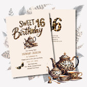 Trendy Sweet 16 Luipaardprint Thee Feestje  Kaart