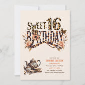 Trendy Sweet 16 Luipaardprint Theepartij Kaart (Voorkant)