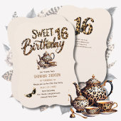 Trendy Sweet 16 Luipaardprint Theepartij  Kaart