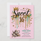 Trendy Sweet 16 Luipaardprint Theepartij Kaart (Voorkant)
