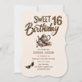 Trendy Sweet 16 Luipaardprint Theepartij  Kaart (Voorkant)