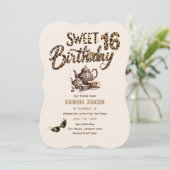 Trendy Sweet 16 Luipaardprint Theepartij  Kaart (Staand voorkant)