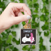 Trendy Sweet 16 Silhouette Meisje en Auto Sleutelhanger (Hand)