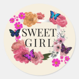Trendy Sweet Girl Ronde Sticker