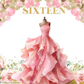 Trendy Sweet Sixteen Banner Blush Rozen Gold Tiara Wandkleed