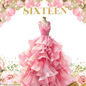 Trendy Sweet Sixteen Banner Blush Rozen Tiara Wandkleed