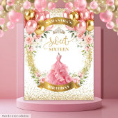 Trendy Sweet Sixteen Blush Rozen Gold Glitter Wandkleed