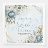 Trendy Sweet Sixteen Dusty Blue Greenery Table Servet (Voorkant)